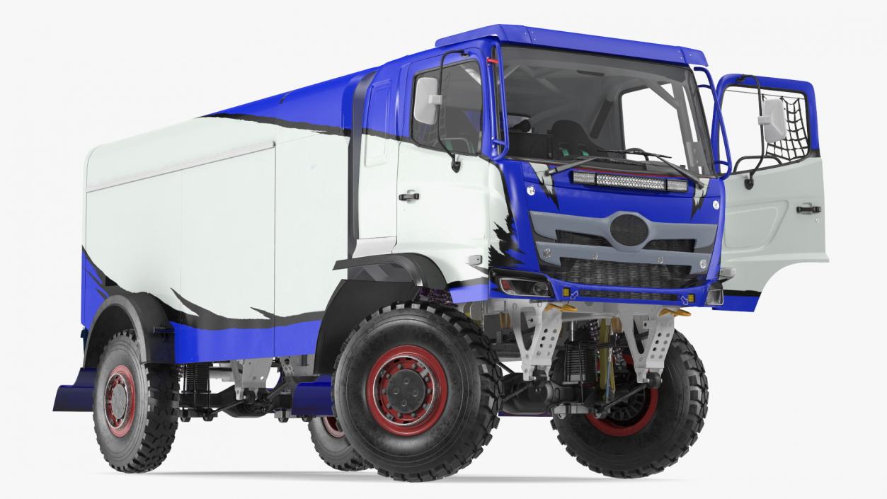 Rally Dakar Truck Blue Rigged 3D model