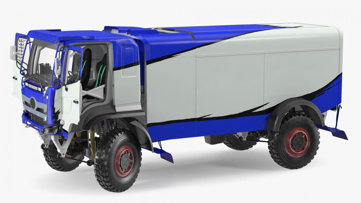 Rally Dakar Truck Blue Rigged 3D model