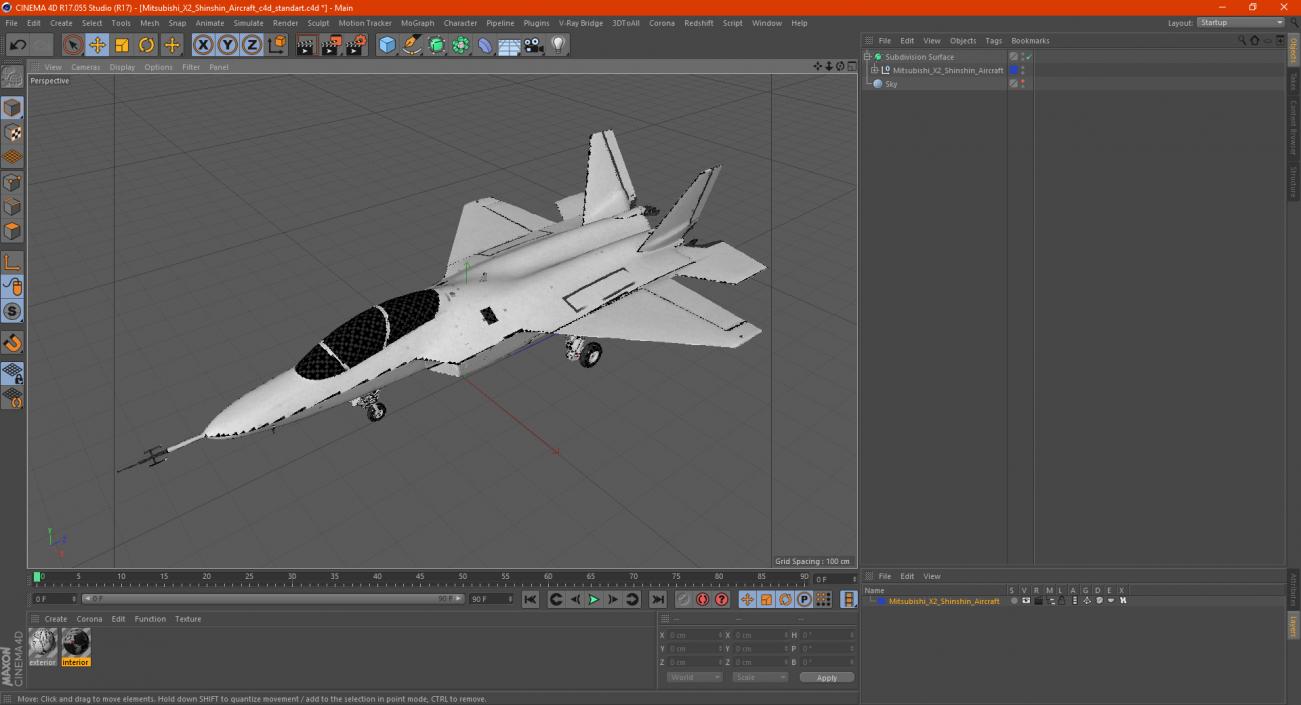 3D Mitsubishi X2 Shinshin Aircraft