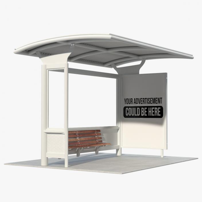 3D Bus Stop with Billboard White New model