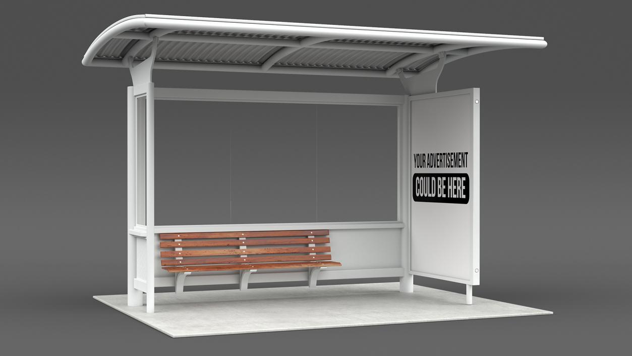 3D Bus Stop with Billboard White New model