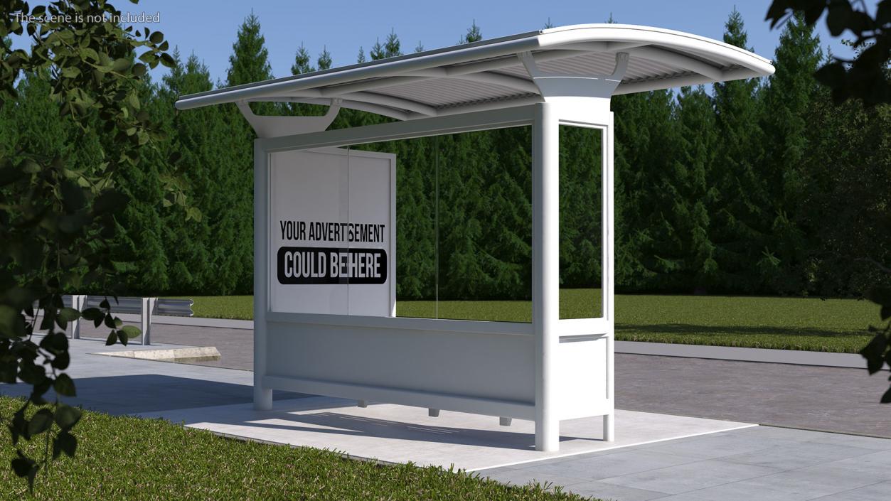 3D Bus Stop with Billboard White New model