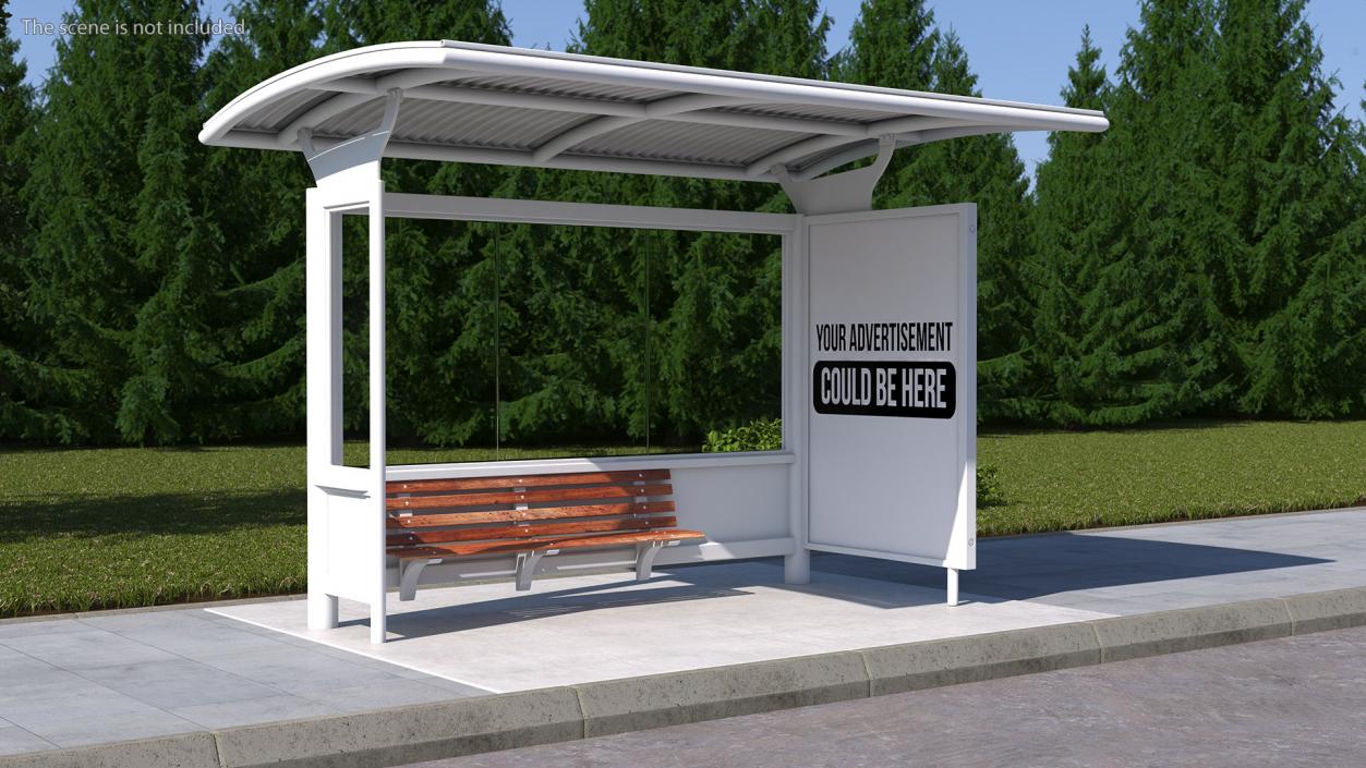 3D Bus Stop with Billboard White New model