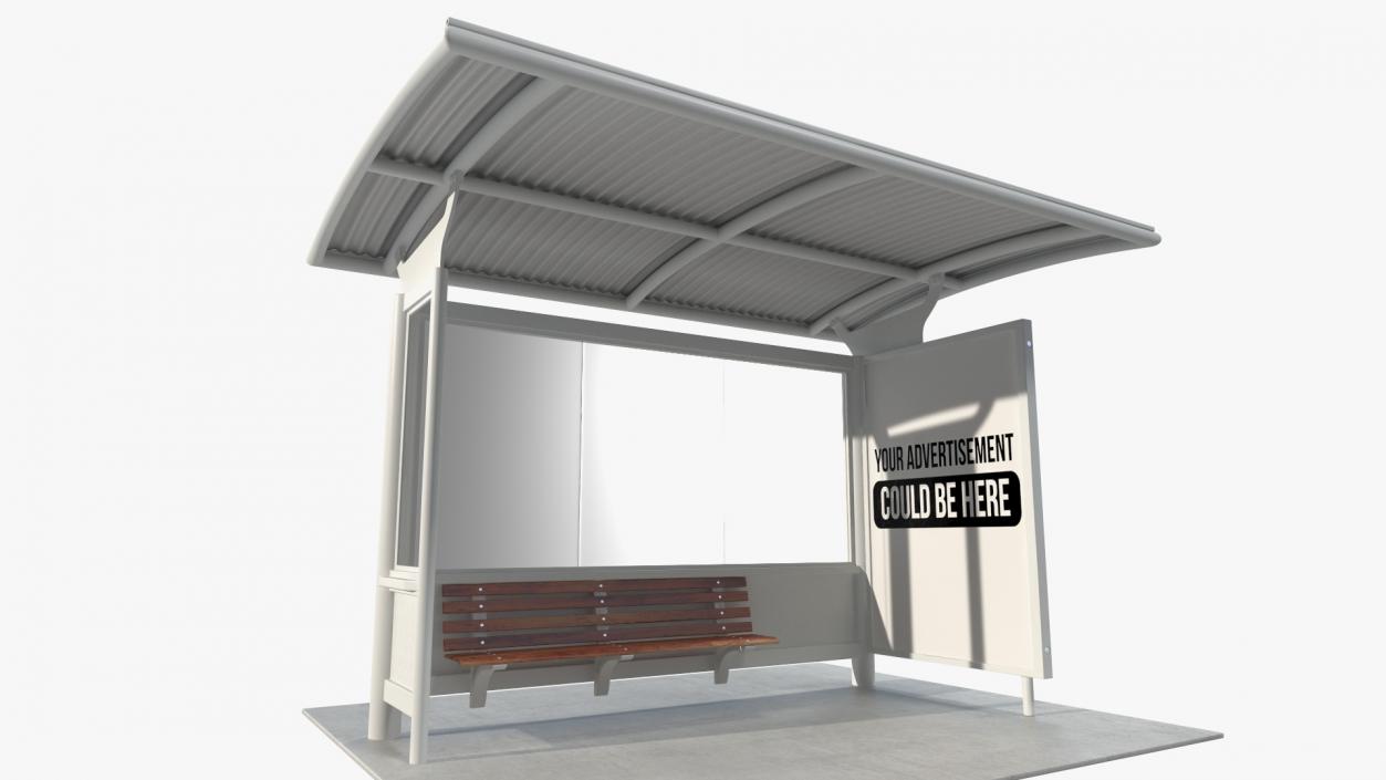 3D Bus Stop with Billboard White New model