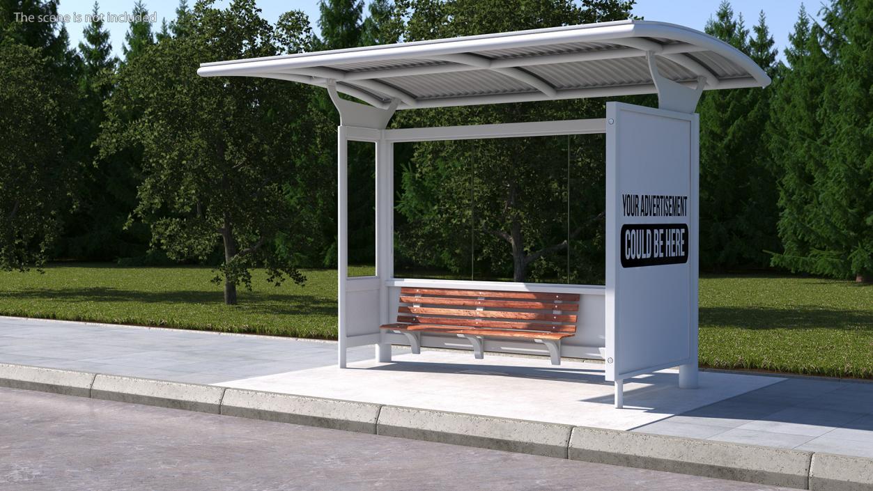 3D Bus Stop with Billboard White New model