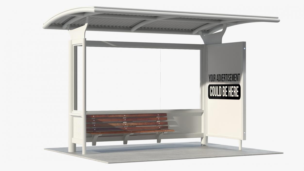 3D Bus Stop with Billboard White New model