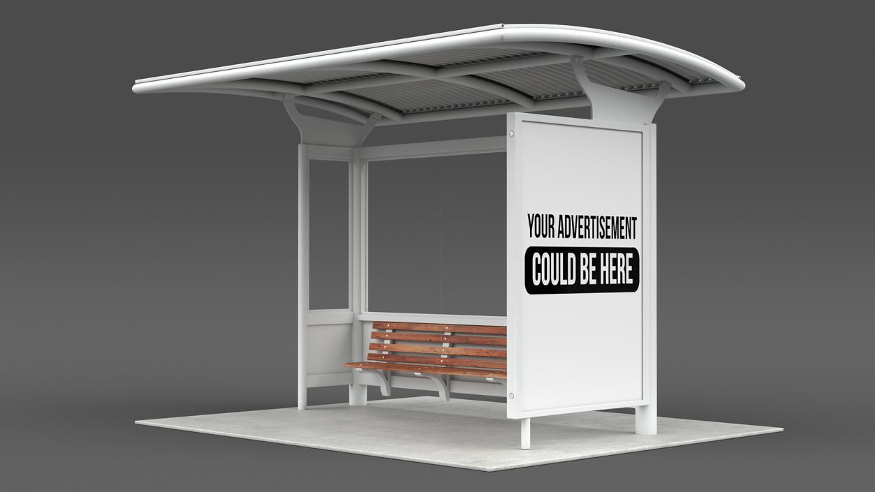 3D Bus Stop with Billboard White New model