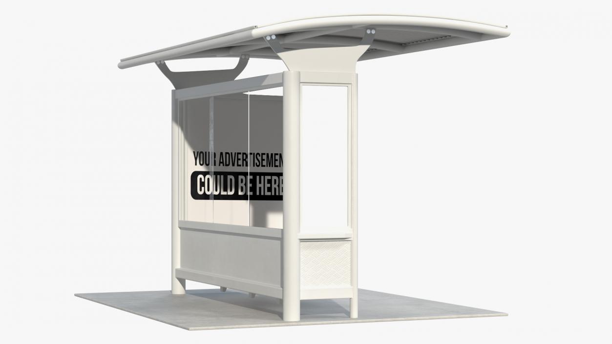 3D Bus Stop with Billboard White New model