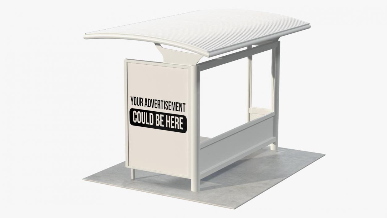 3D Bus Stop with Billboard White New model