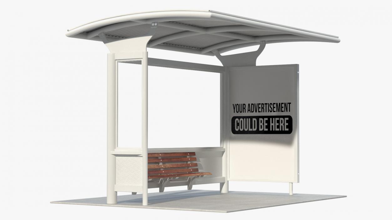 3D Bus Stop with Billboard White New model