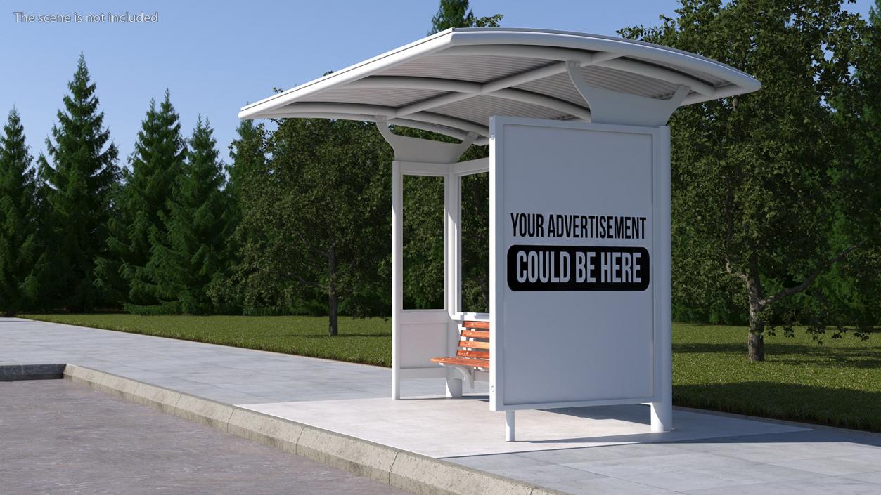 3D Bus Stop with Billboard White New model