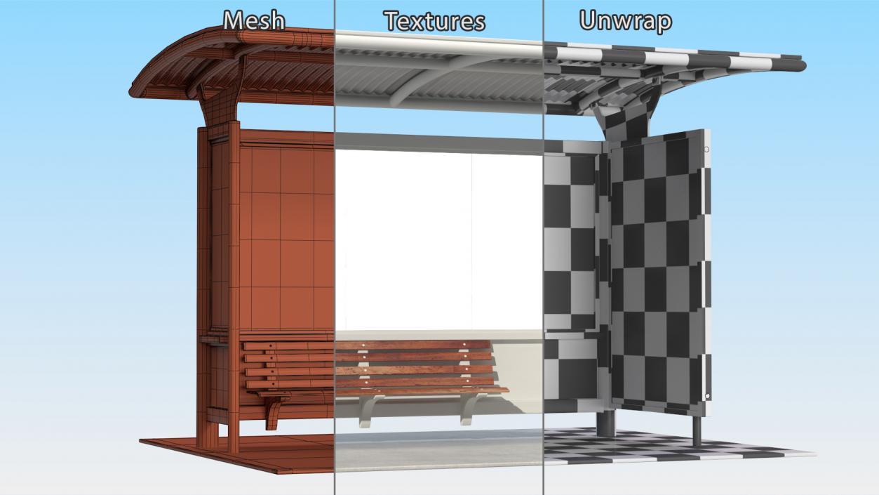 3D Bus Stop with Billboard White New model