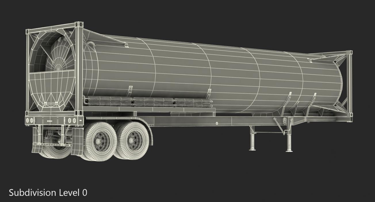 3D model LNG Semi Trailer Gas Tank Trailer Rigged