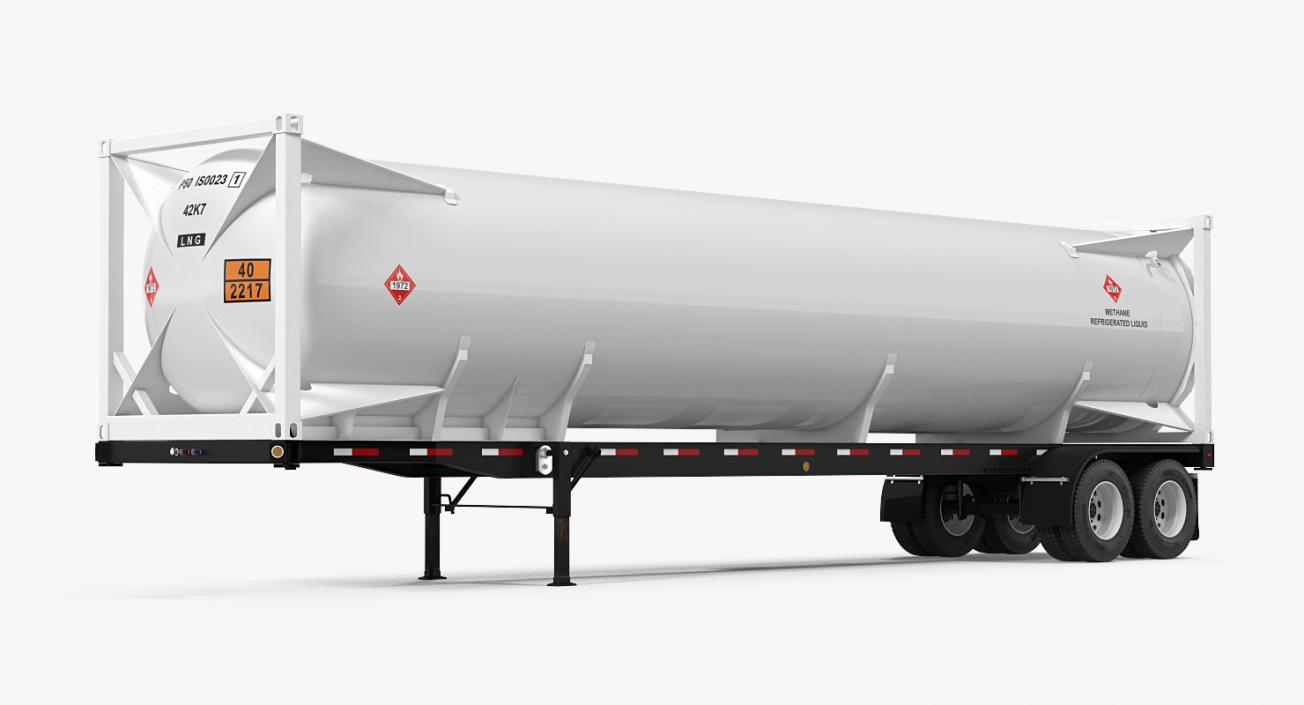 3D model LNG Semi Trailer Gas Tank Trailer Rigged