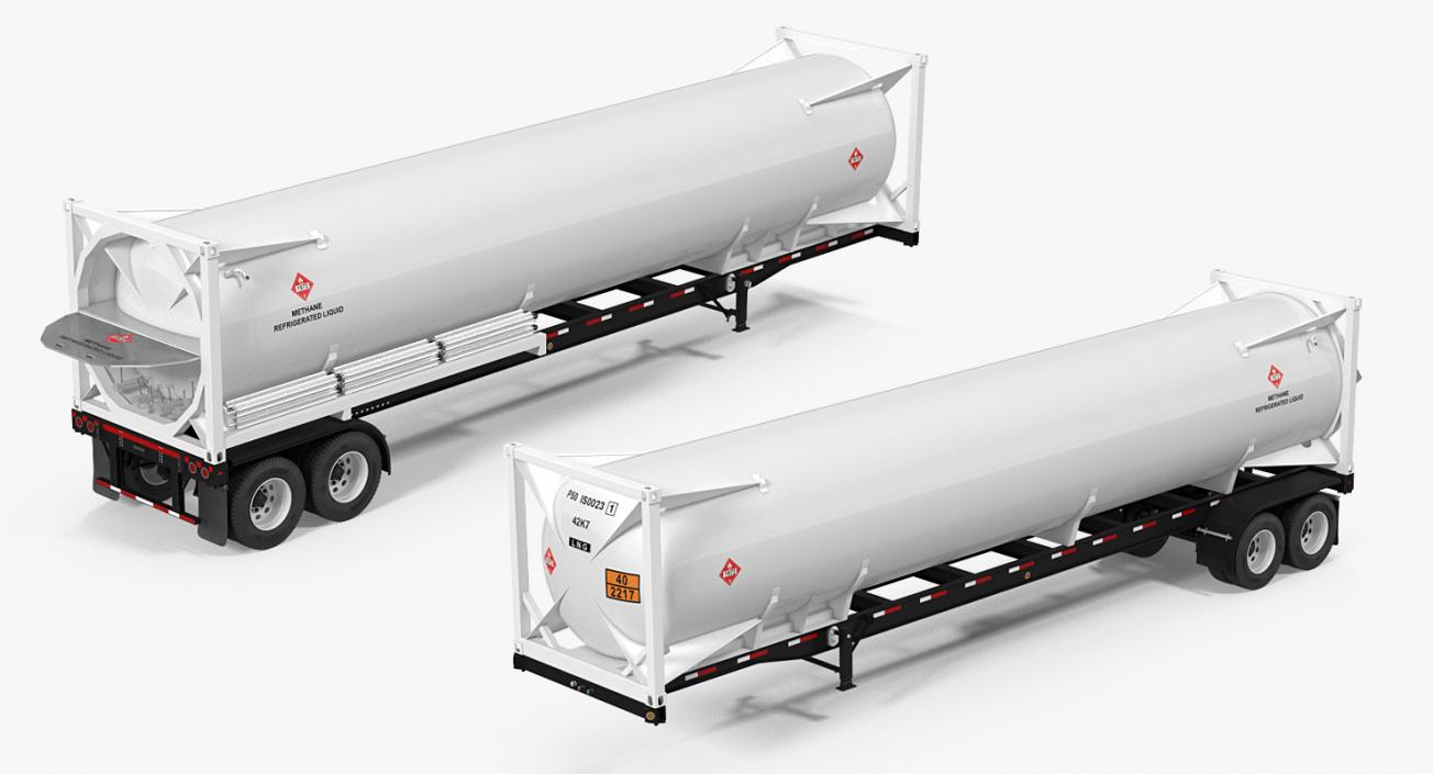 3D model LNG Semi Trailer Gas Tank Trailer Rigged