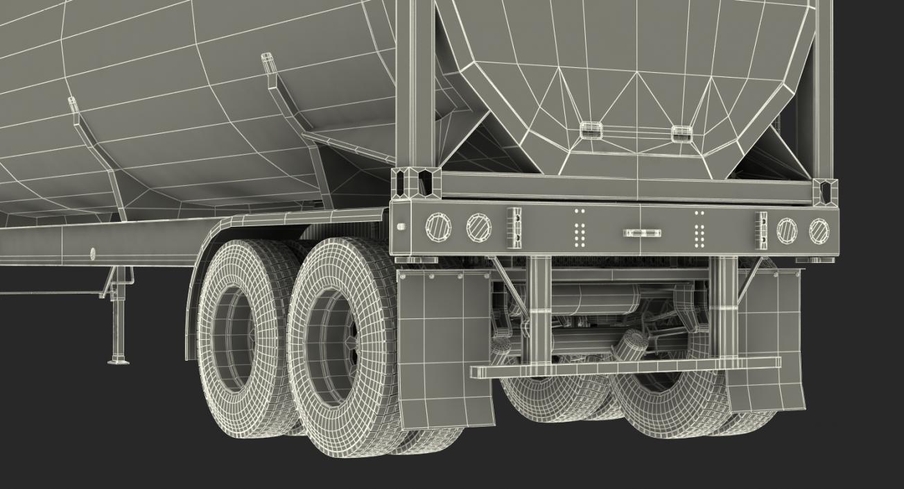 3D model LNG Semi Trailer Gas Tank Trailer Rigged