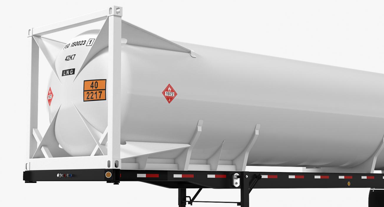 3D model LNG Semi Trailer Gas Tank Trailer Rigged