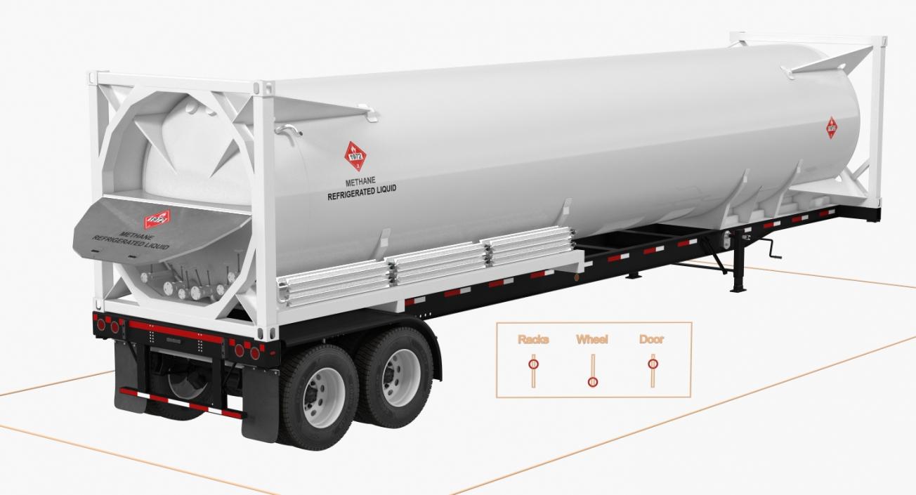 3D model LNG Semi Trailer Gas Tank Trailer Rigged