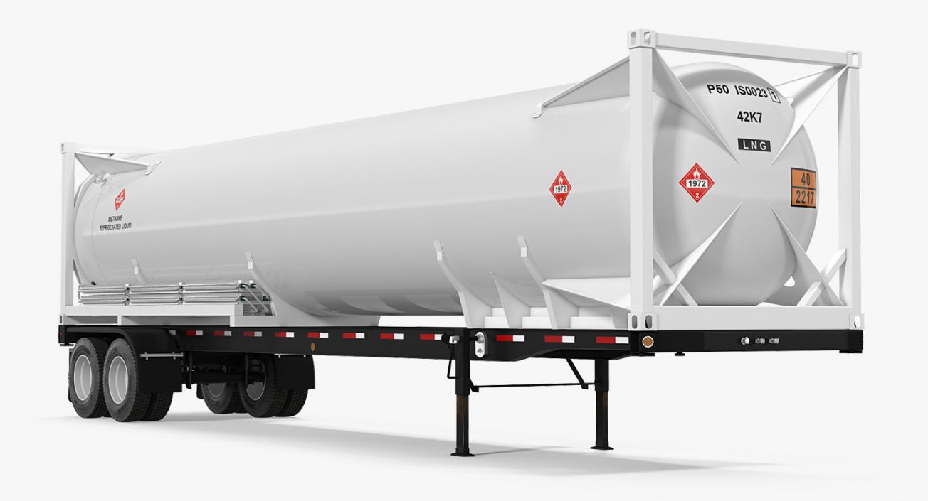 3D model LNG Semi Trailer Gas Tank Trailer Rigged