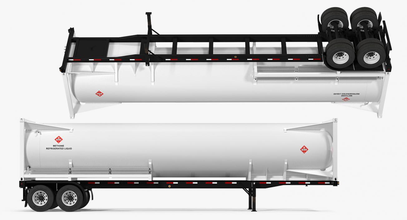 3D model LNG Semi Trailer Gas Tank Trailer Rigged