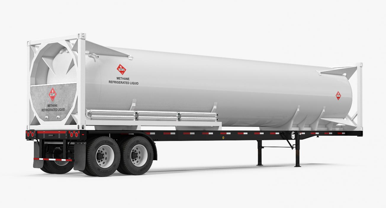 3D model LNG Semi Trailer Gas Tank Trailer Rigged