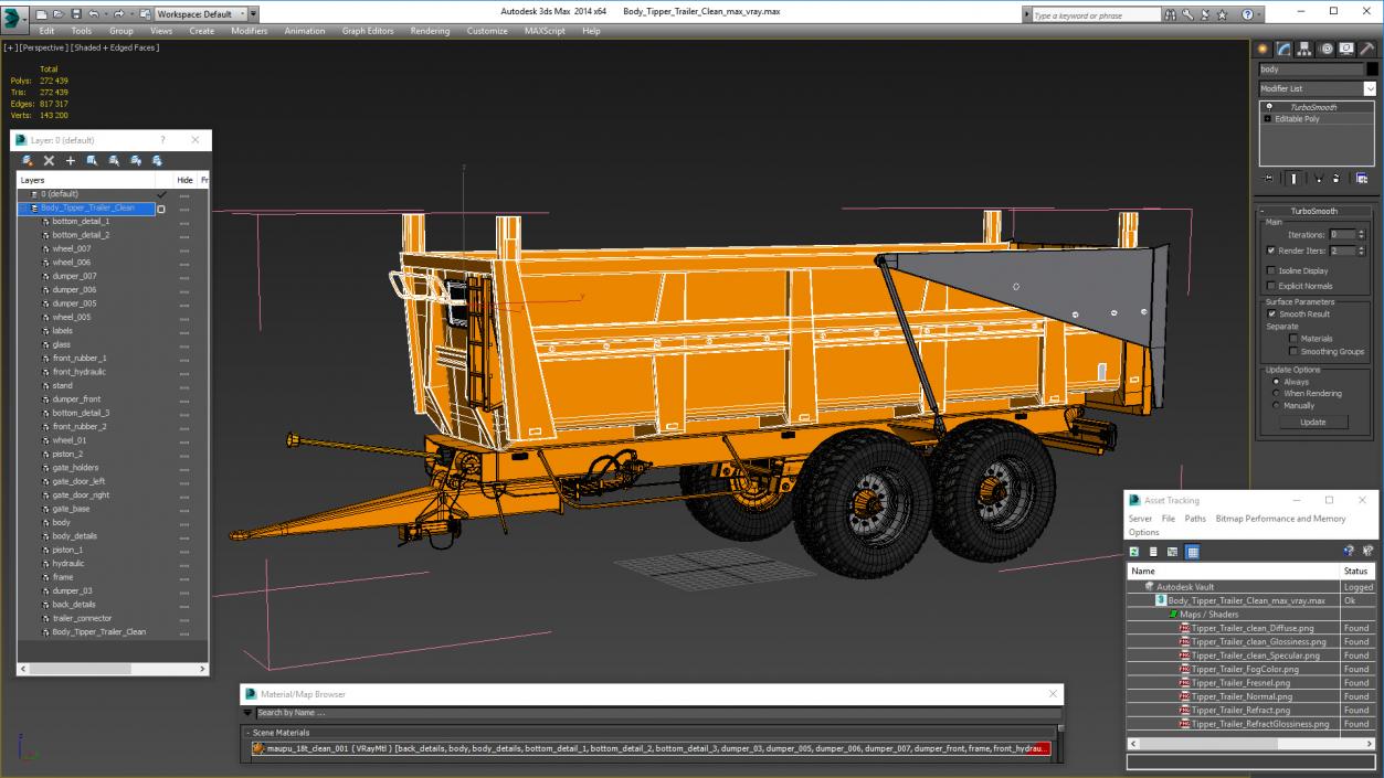 3D model Body Tipper Trailer Clean