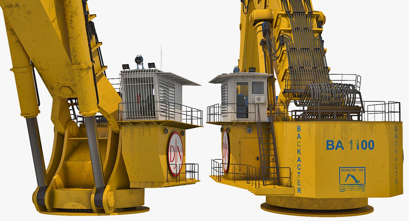 Backhoe Dredger 1100 Rigged 3D