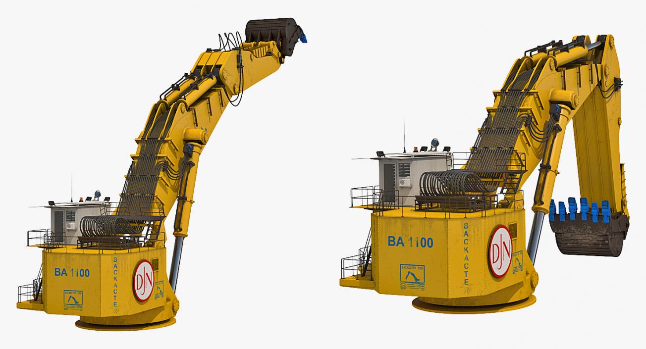 Backhoe Dredger 1100 Rigged 3D