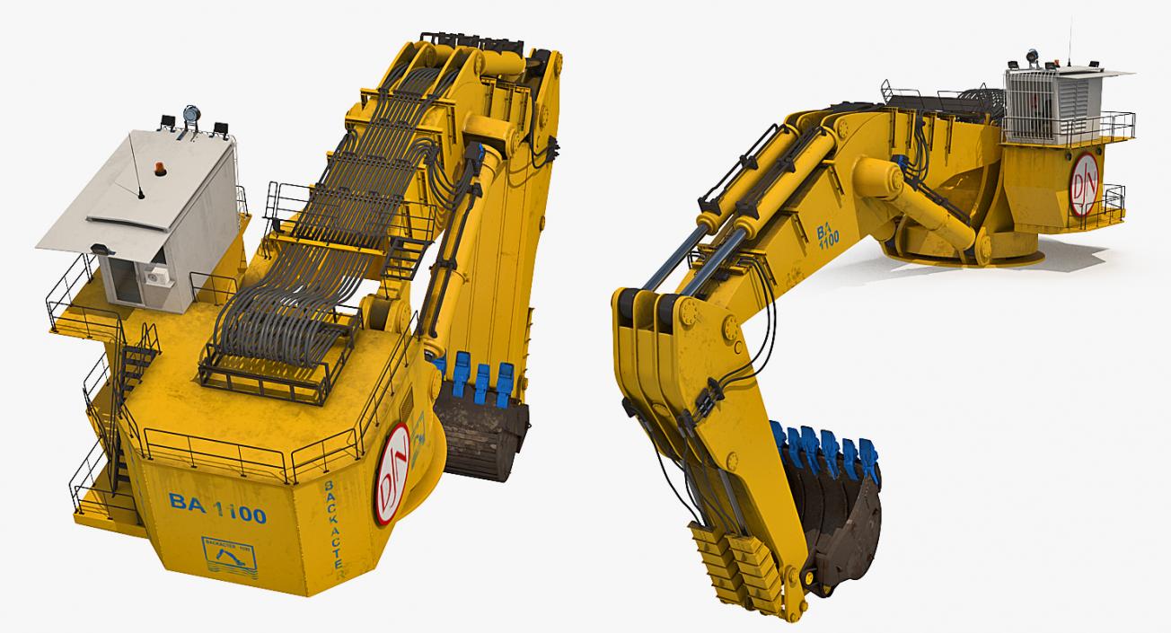 Backhoe Dredger 1100 Rigged 3D