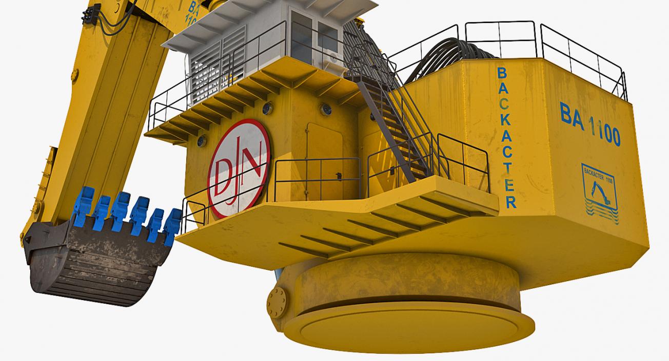 Backhoe Dredger 1100 Rigged 3D