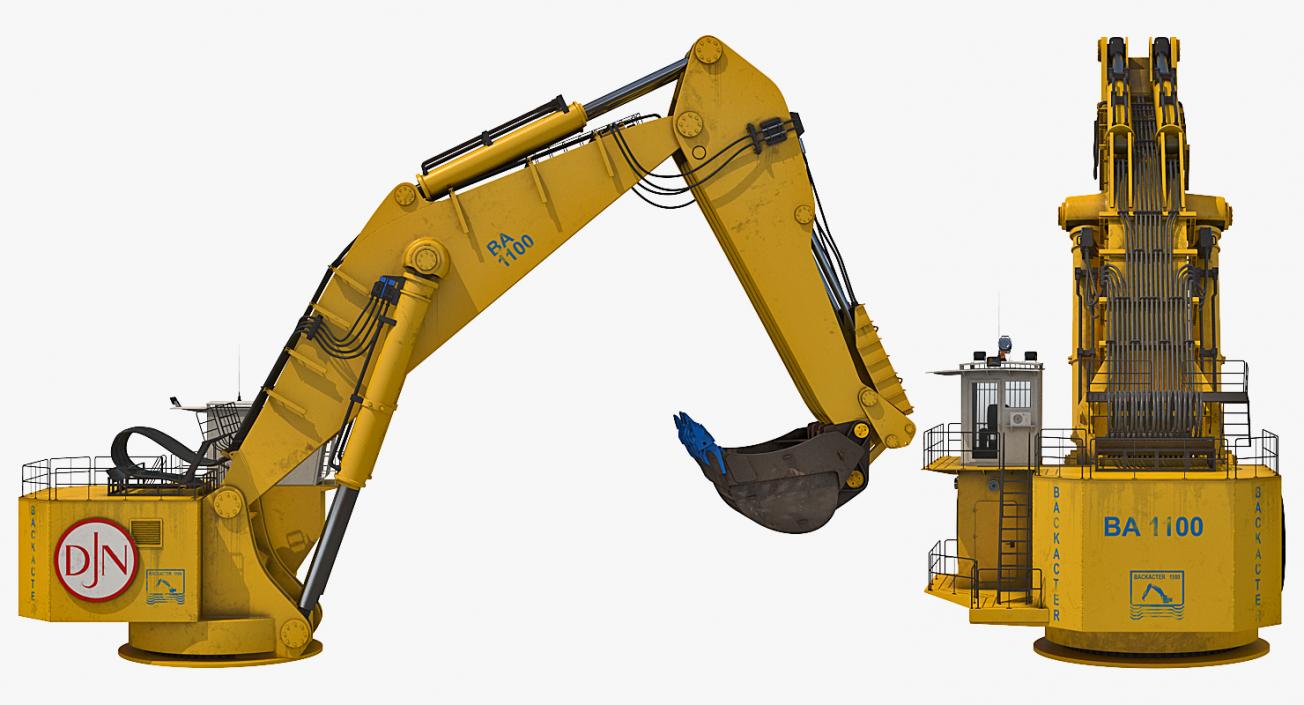 Backhoe Dredger 1100 Rigged 3D