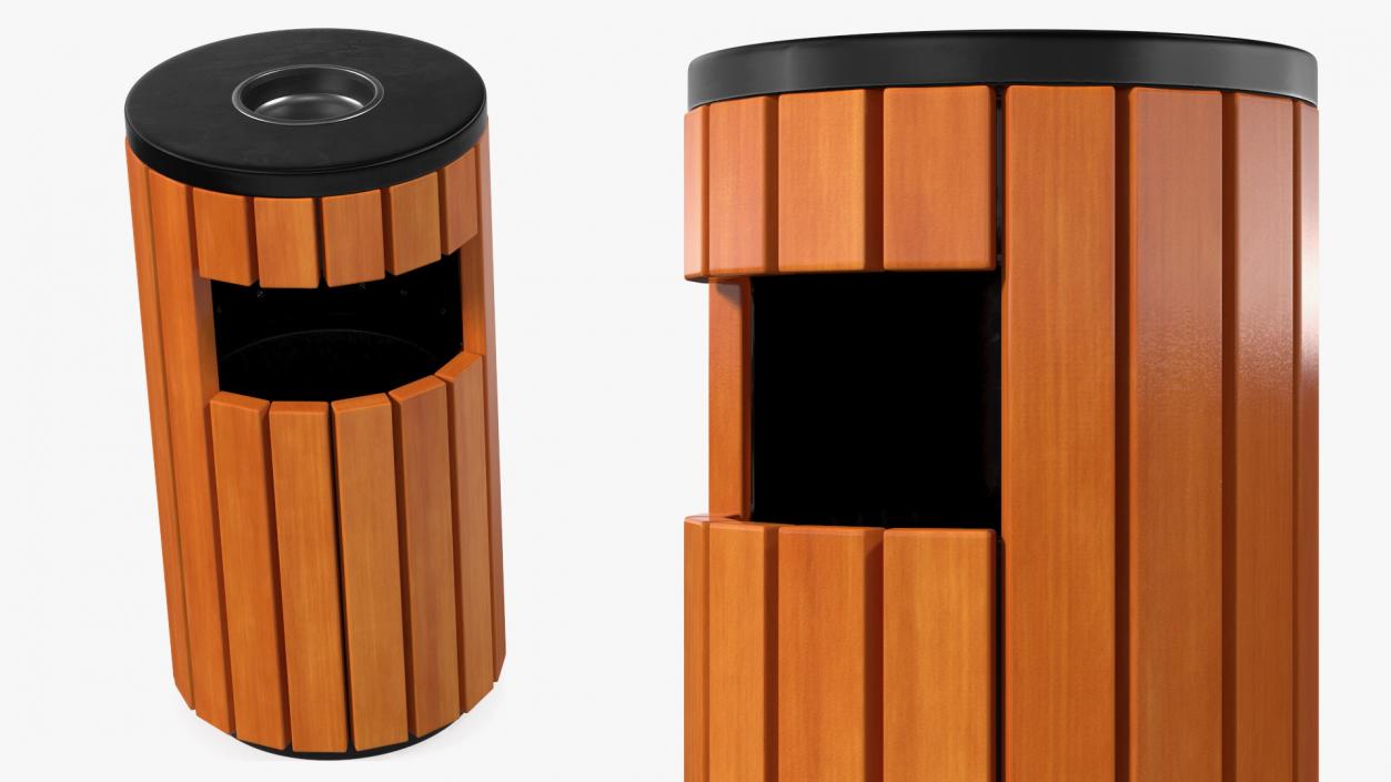 3D Outdoor Round Trash Bin with Ashtray