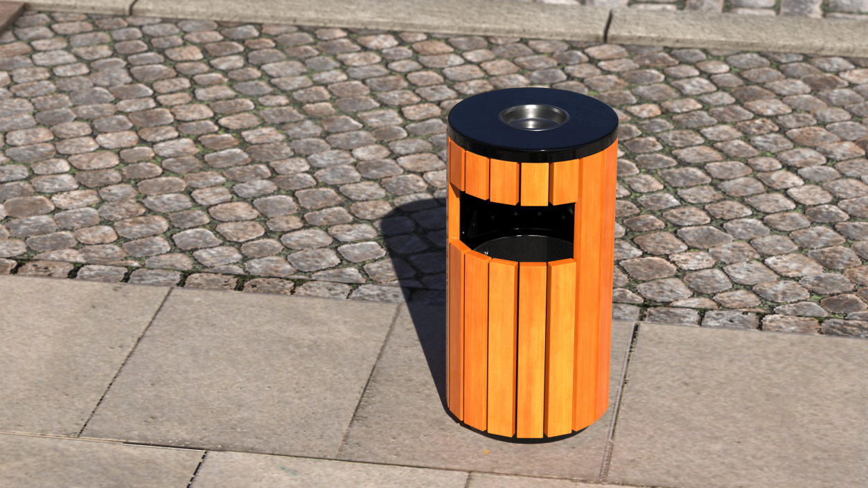 3D Outdoor Round Trash Bin with Ashtray