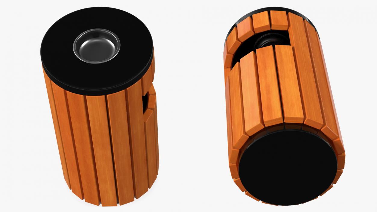 3D Outdoor Round Trash Bin with Ashtray