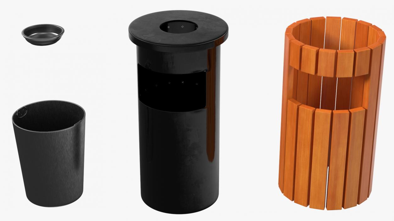 3D Outdoor Round Trash Bin with Ashtray