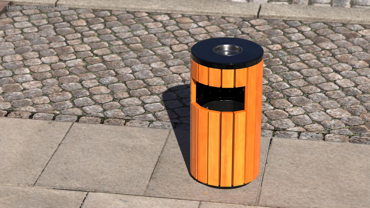 3D Outdoor Round Trash Bin with Ashtray