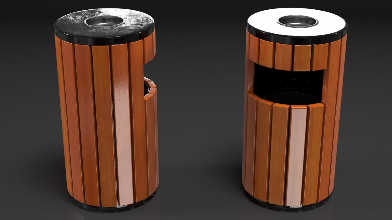 3D Outdoor Round Trash Bin with Ashtray