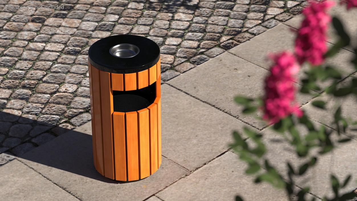 3D Outdoor Round Trash Bin with Ashtray