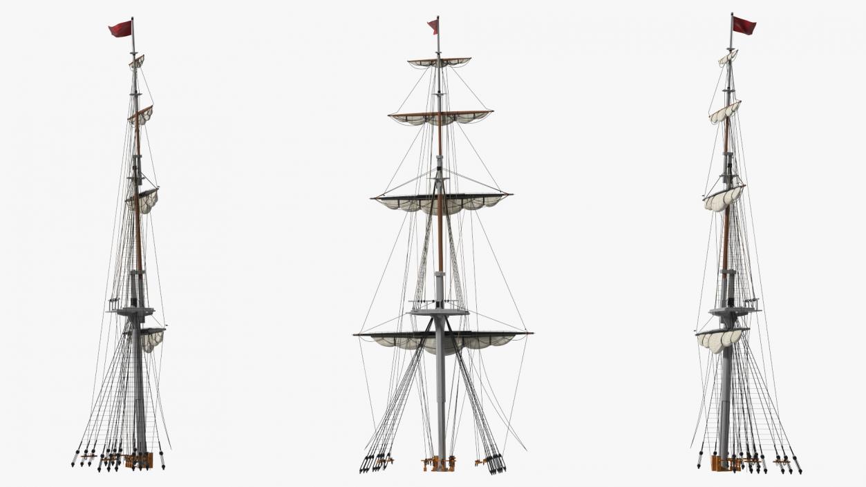 Foremast Retracted Sails 3D model