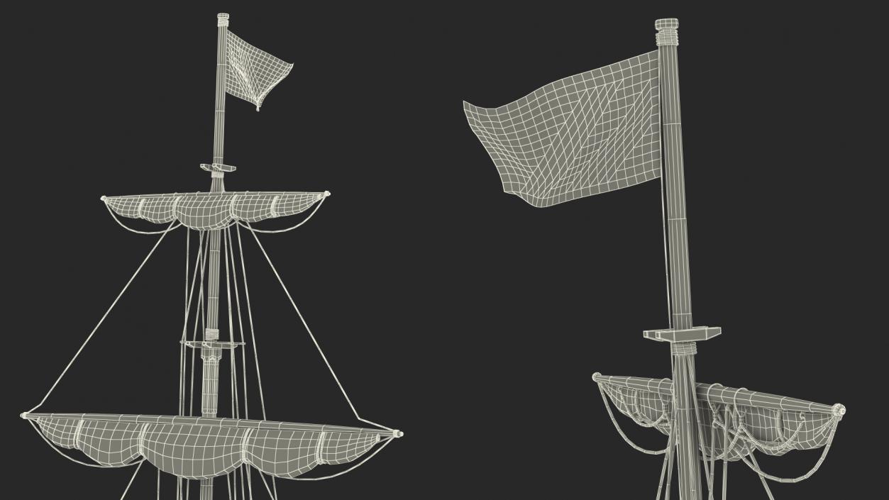 Foremast Retracted Sails 3D model