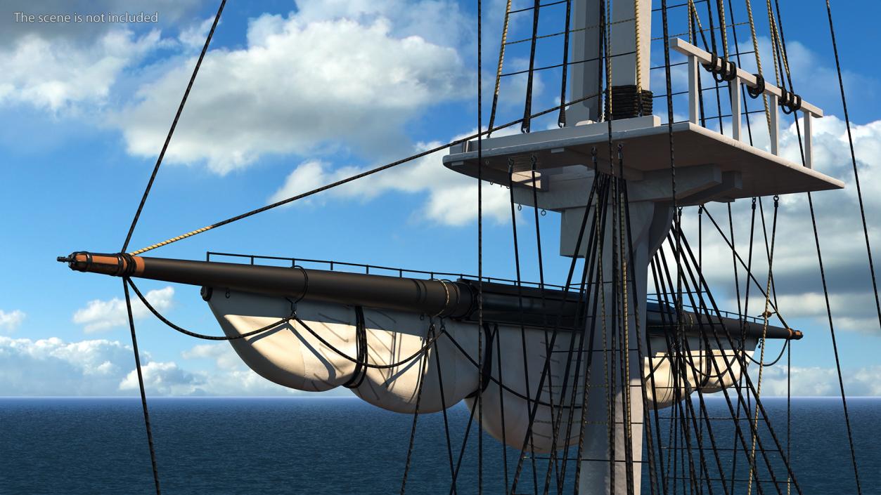 Foremast Retracted Sails 3D model