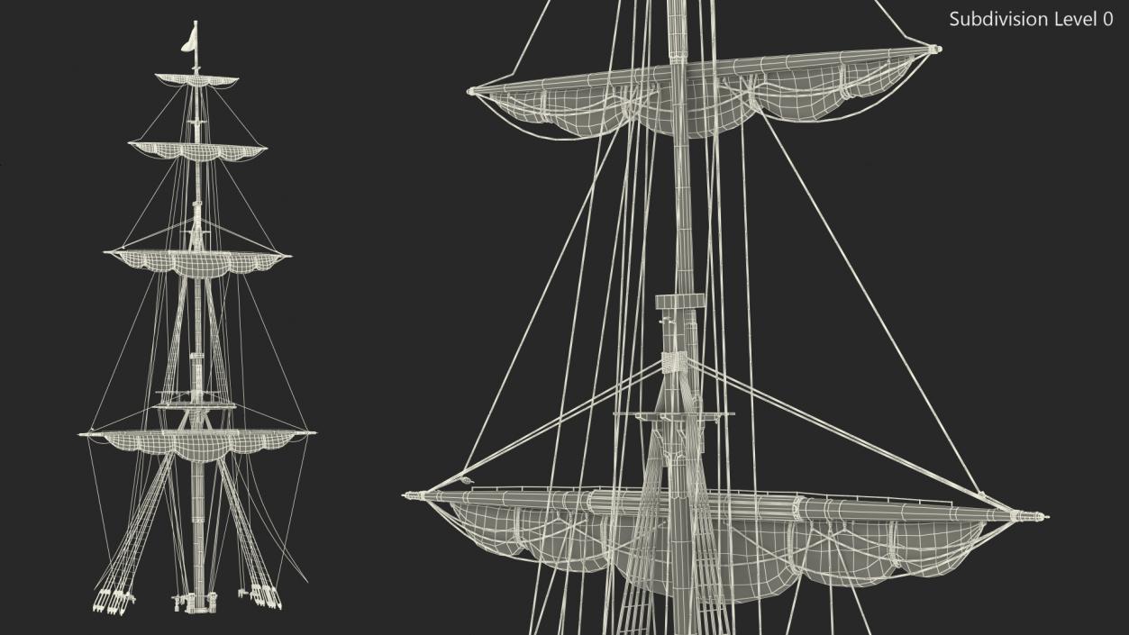 Foremast Retracted Sails 3D model