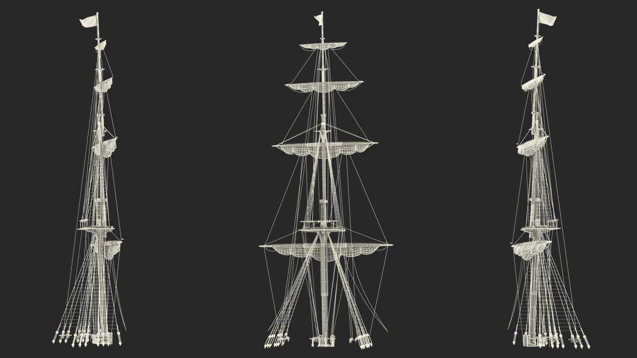 Foremast Retracted Sails 3D model