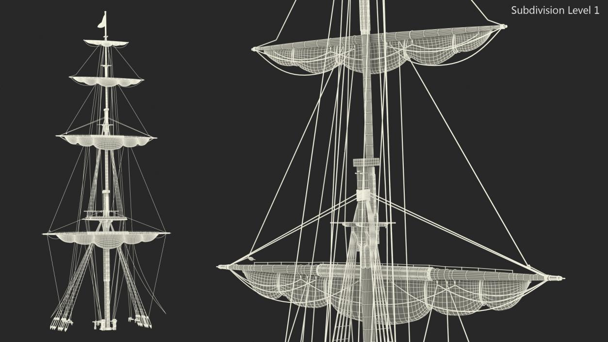 Foremast Retracted Sails 3D model