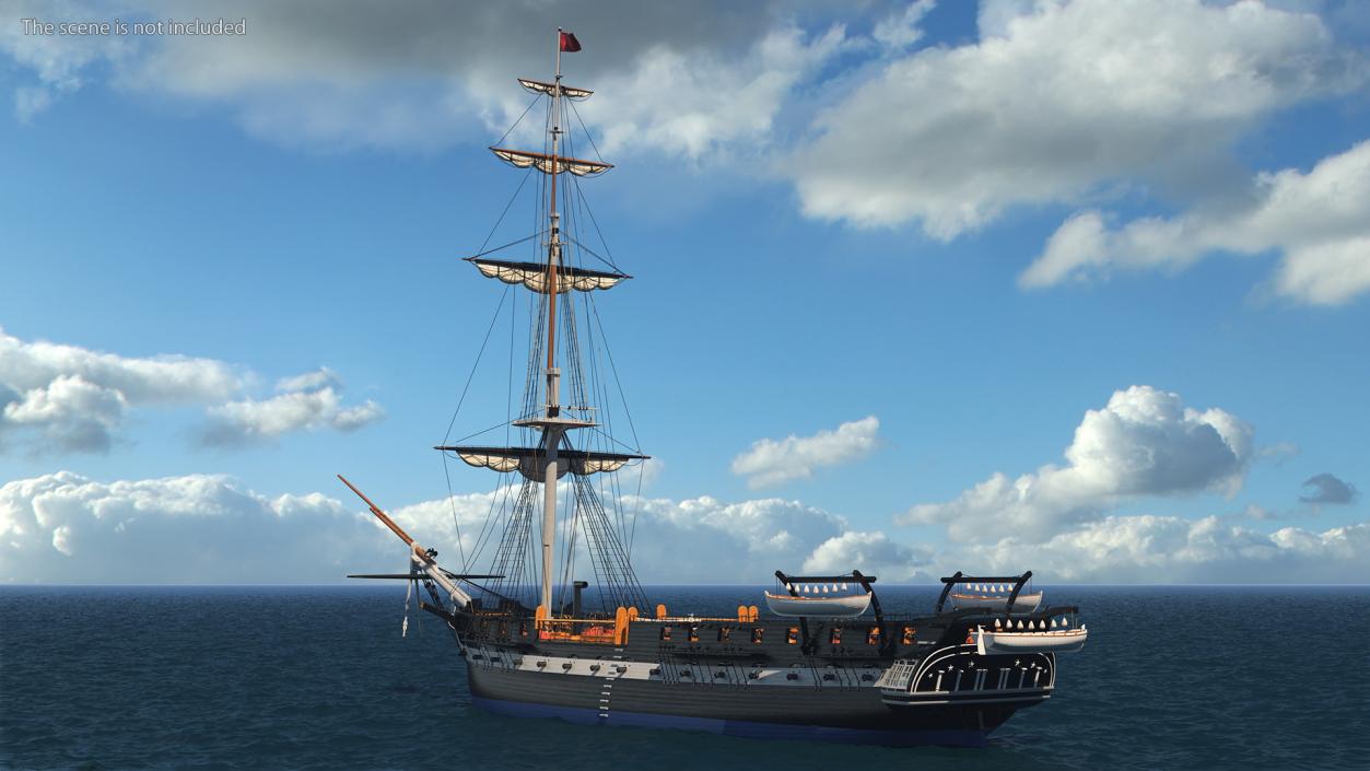 Foremast Retracted Sails 3D model