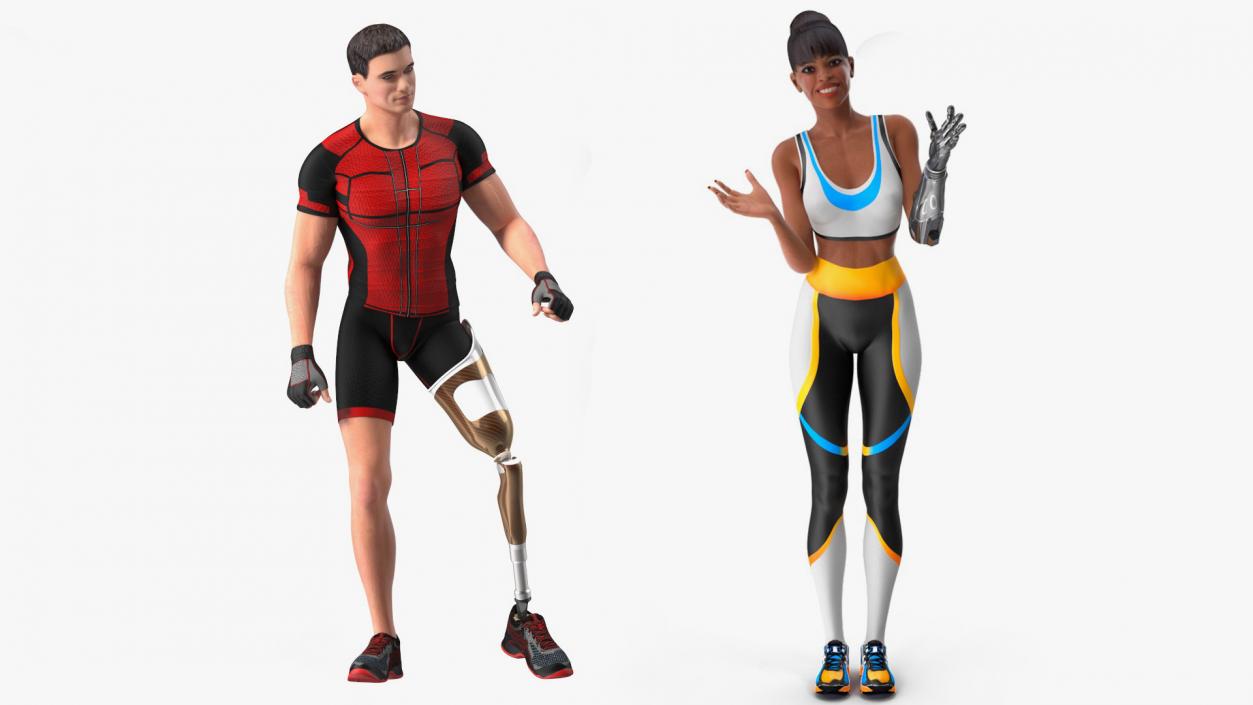 Rigged Man and Woman with Prosthetic Collection 3D