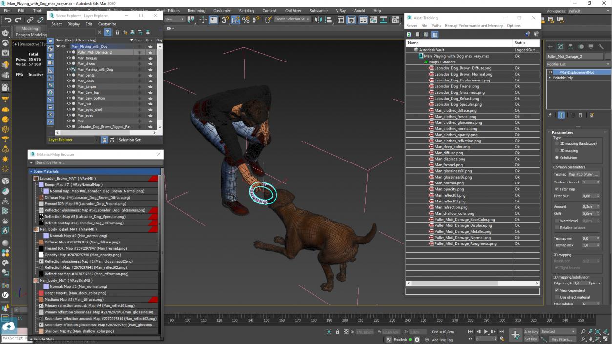 3D model Man Playing with Dog