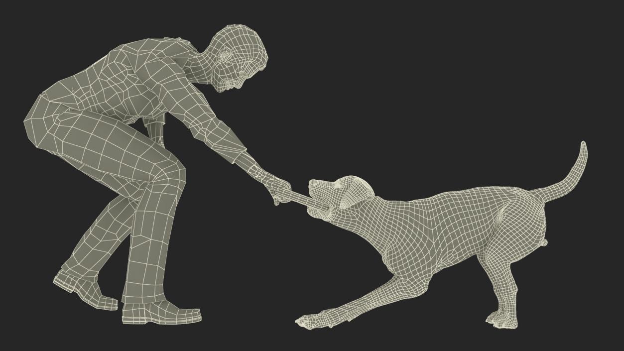 3D model Man Playing with Dog