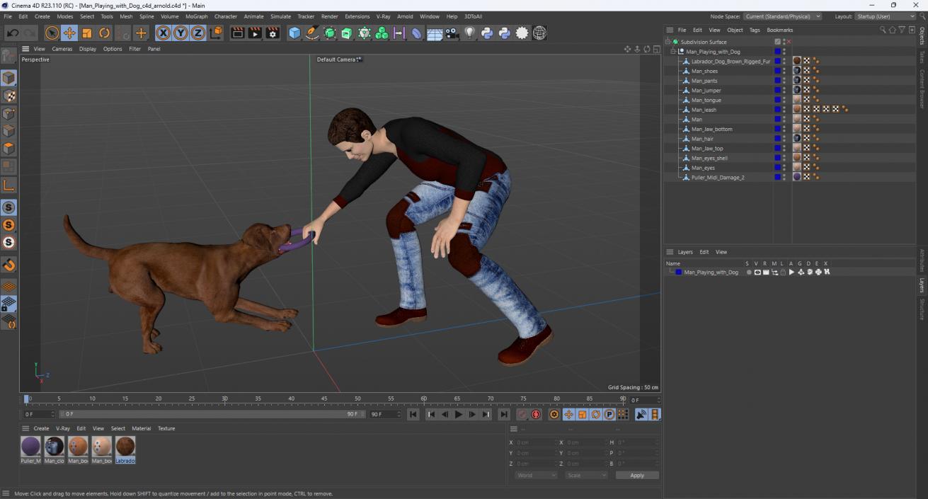 3D model Man Playing with Dog