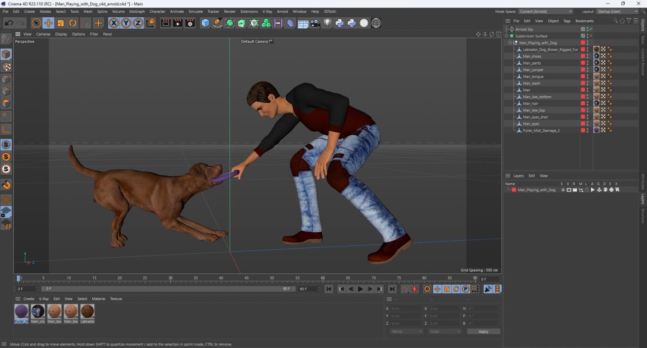 3D model Man Playing with Dog